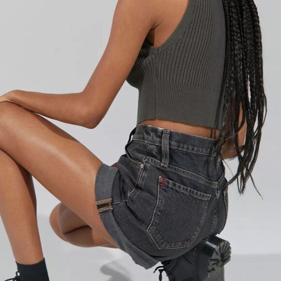 BDG Urban Outfitters Washed Black Mom High-Rise Denim Shorts 27 - Picture 13 of 13